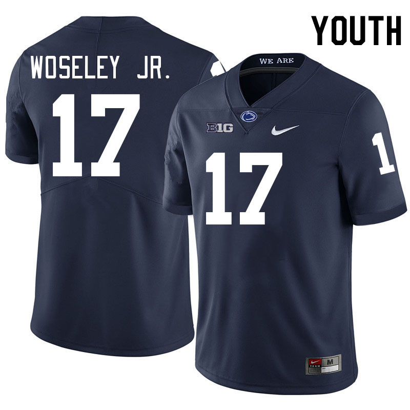 Youth #17 Kenny Woseley Jr. Penn State Nittany Lions College Football Jerseys Stitched-Navy